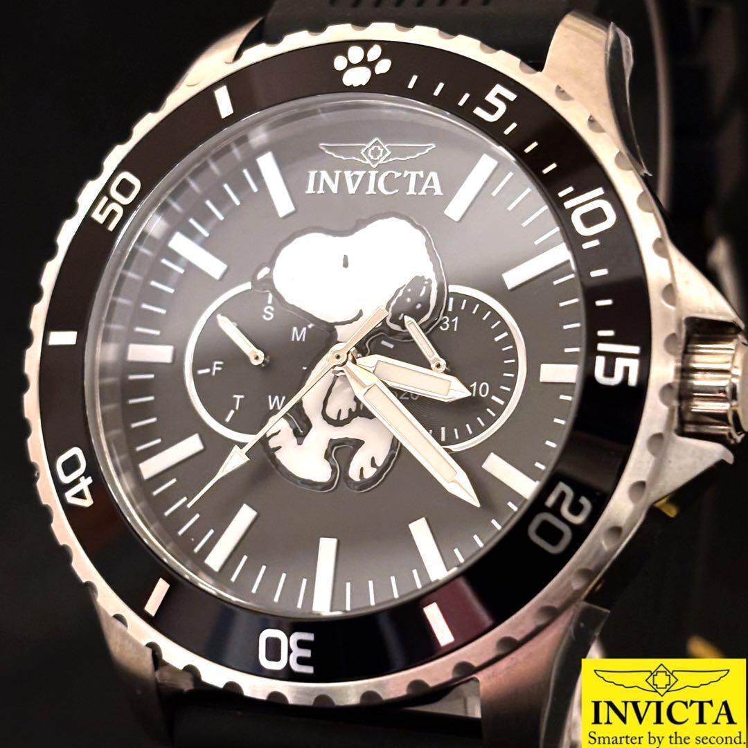 【スヌーピー 】Snoopy/INVICTA/メンズ(レディース)腕時計/インビクタ/新品/男性.女性用/ブラック.シルバー色/かわいい/お洒落/激レア/希少拍卖