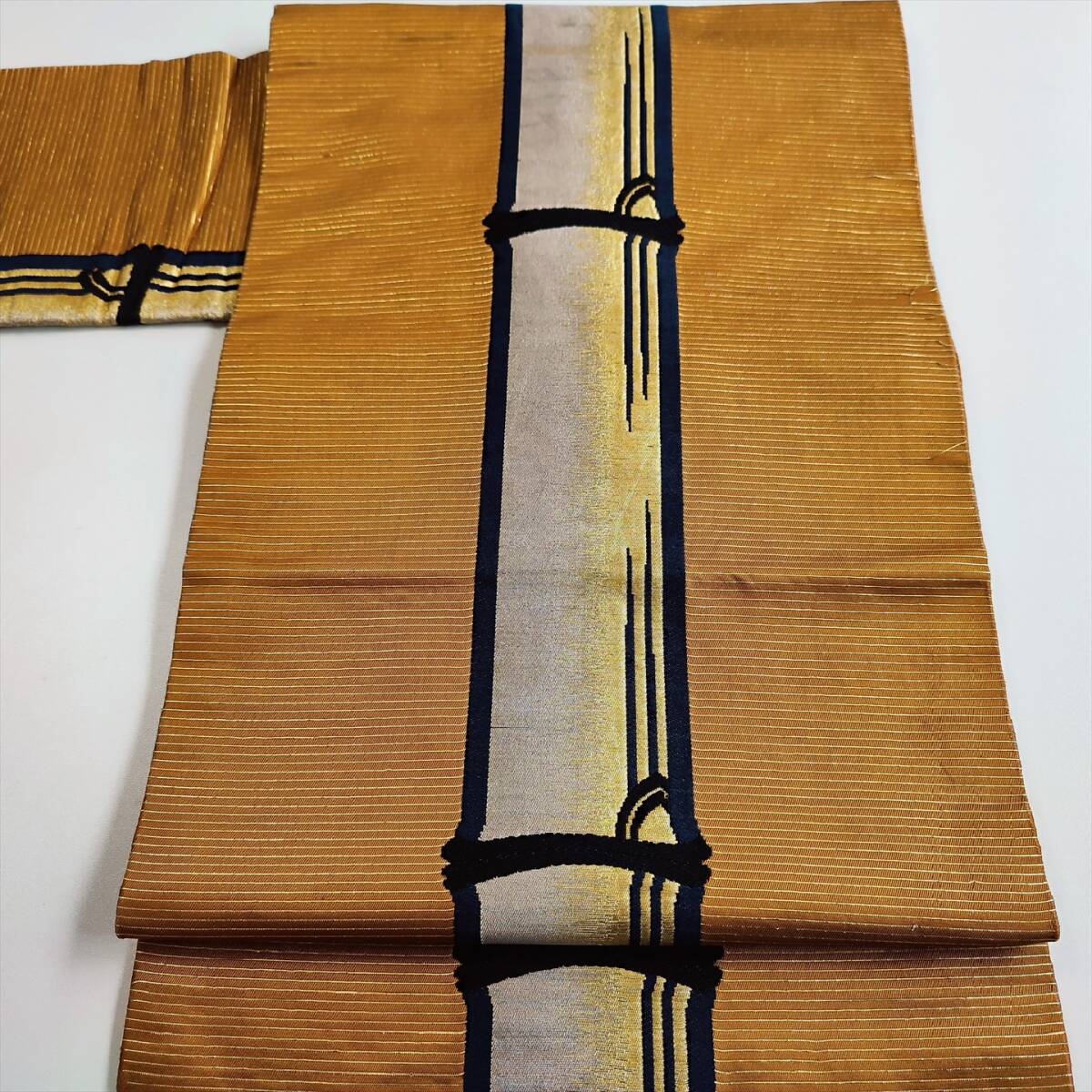 即決■着物の越田■幅30長さ336 正絹 アンティーク名古屋帯 名古屋仕立て 竹 個性的 金糸 六通柄 ■へ13J02拍卖