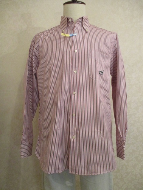 ★Henry Cotton's/ヘンリーコットンズ/長袖・ボタンダウン・シャツ/ブラウン、レッド、ホワイト・ストライプ/41サイズ★拍卖