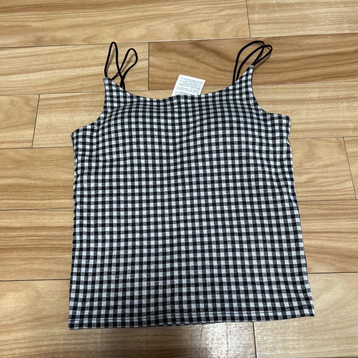 新品レトロガール カップ付き ギンガムチェックキャミソール タンクトップ拍卖