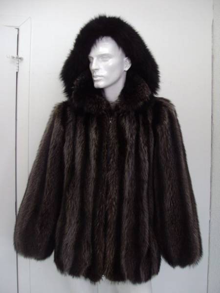 カスタムメイド メンズ ラクーン&フォックス毛皮ジャケット拍卖