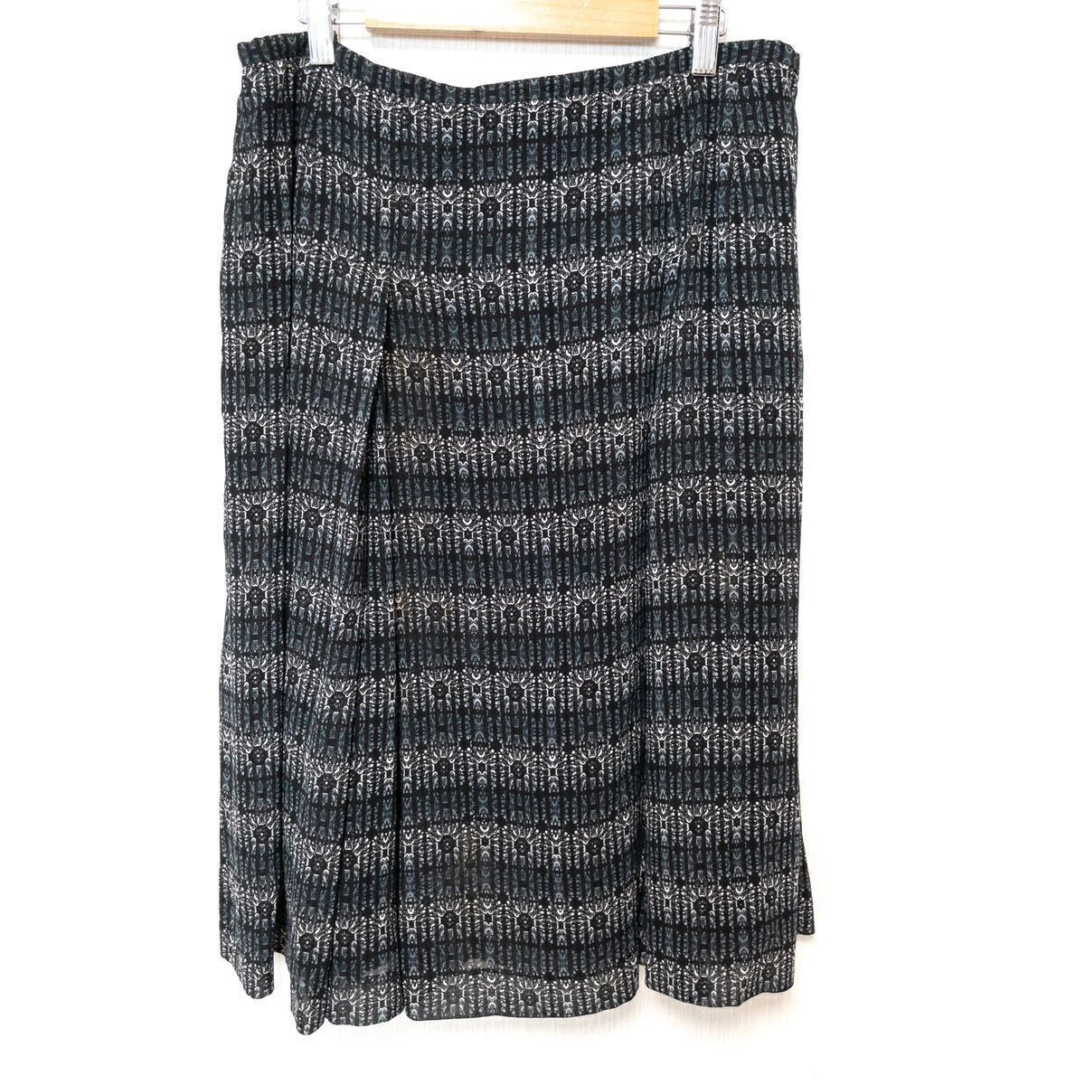829316 Leilian レリアン スカート 13+ 黒 白 ブルー 柄 レディース 大きいサイズ拍卖