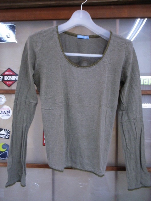 SHUCA/シュカ レース付き長袖Tシャツ オリーブ Mサイズ拍卖