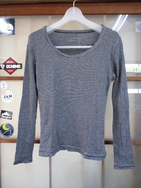 LOWRYS FARM/ローリーズファーム ミニボーダー長袖Tシャツ グレーXブラック Mサイズ 拍卖