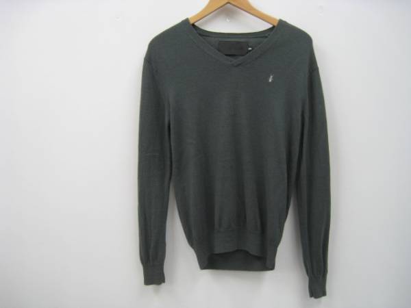 SPUTNIK ナノユニバース Vネック ウールニット セーター グレー 2 スプートニク拍卖