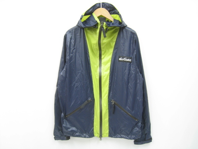 WILD THINGS ワイルドシングス ナイロンパーカー フルジップ ジャケット ウインドブレーカー ネイビー系 Mサイズ拍卖