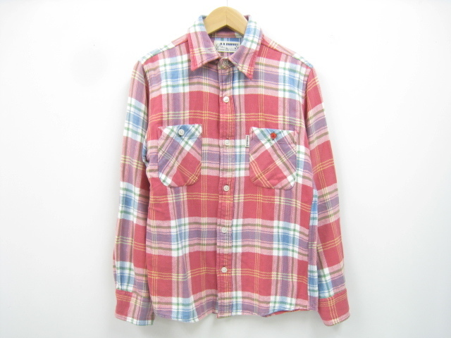 H.R.MARKET ハリウッドランチマーケット チェック柄 コットン 長袖 シャツ レッド系×マルチカラー Sサイズ 1拍卖
