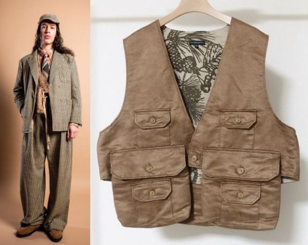 23AW Engineered Garments エンジニアードガーメンツ Fowl Vest Polyester Fake Suede フェイクスウェード フォウル ベストM拍卖