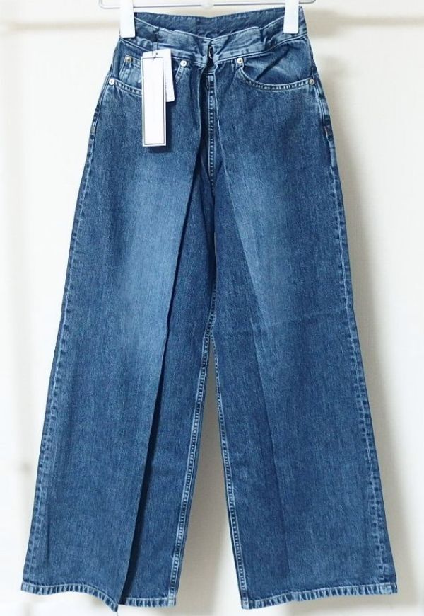 25SS JOHN LAWRENCE SULLIVAN ジョンローレンスサリバン JLSW-02-S Womens washed denim wide pants ウォッシュ デニム ワイド パンツ XS拍卖