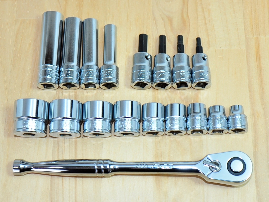 ★SIGNET 9.5sq ラチェットハンドル KTC ソケット+ディープ+ヘキサゴンビット セット★シグネット 3/8 ディープソケット拍卖