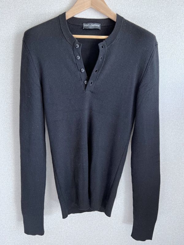 DOLCE&GABBANA ヘンリーネック リブ編み ニット 50拍卖