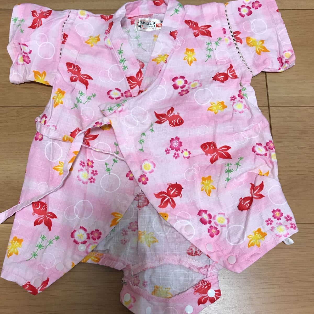 【中古】くろわっさんすべべ 甚平 女の子 ベビー 70cm ベビー甚平拍卖