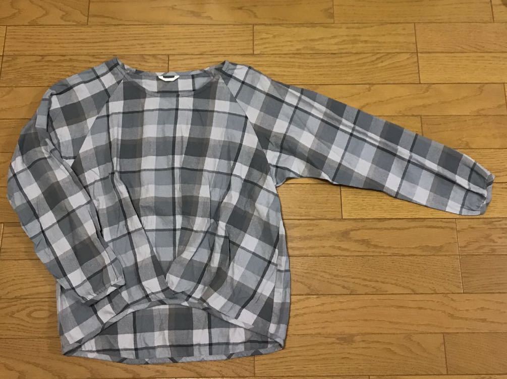 送料無料■studio CLIP スタジオクリップ グレー チェック コットン 長袖 クルーネック プルオーバー拍卖