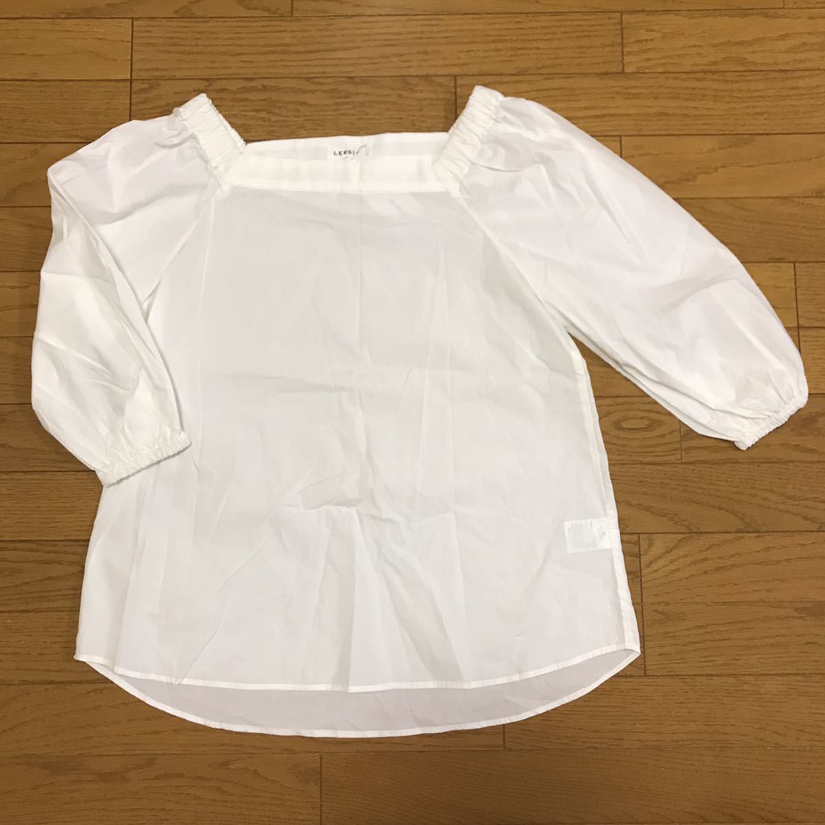 タグ付新品■LEPSIM レプシィム ホワイト コットン スクエアネック オフショルダー プルオーバー サイズF拍卖