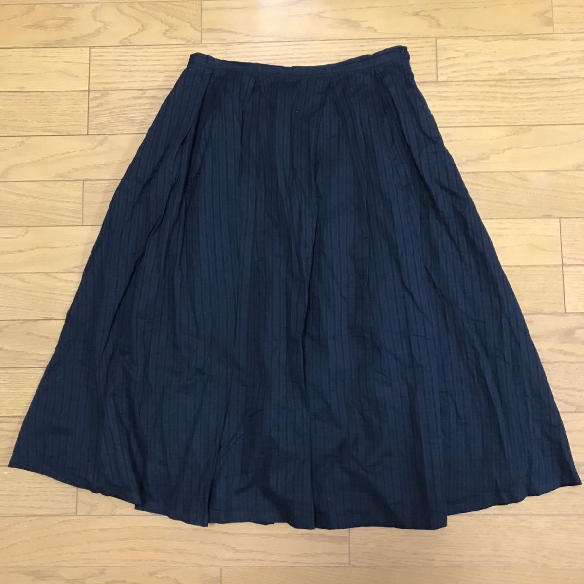 送料無料■GLOBAL WORK グローバルワーク ブラック コットン ミモレ丈 ギャザースカート サイズL拍卖