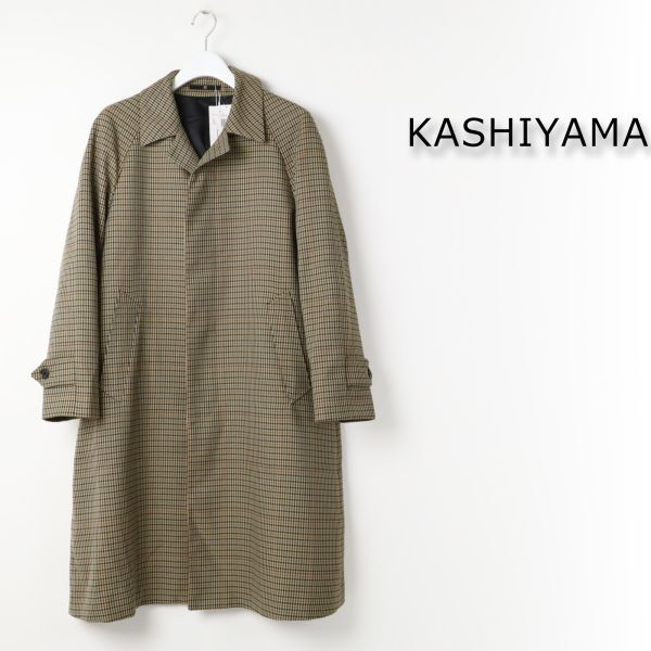057 新品 KASHIYAMA カシヤマ ガンクラブ チェック ステンカラーコート オンワード樫山 ビジネス ロング コート L拍卖