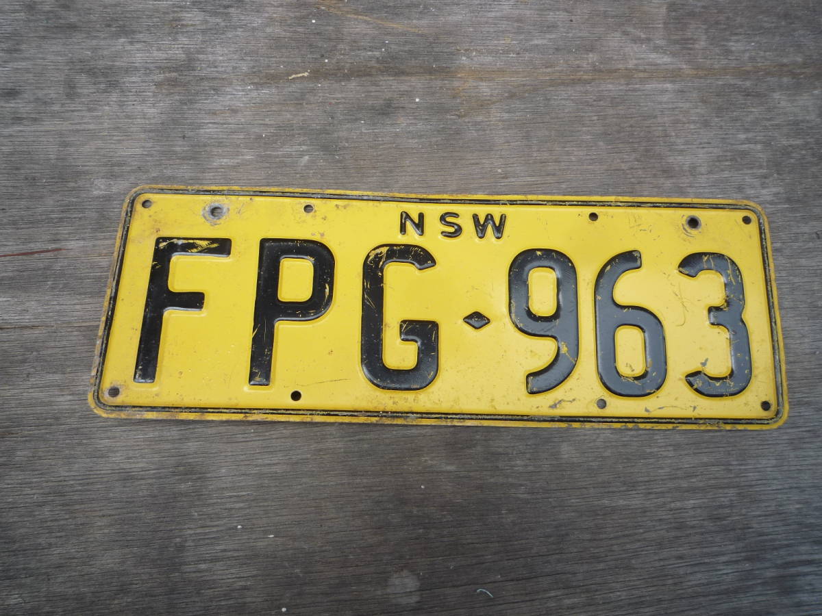 Qj906 new south wales license plate 70s 60s vintage オーストラリア ニューサウスウェールズ ヴィンテージ ナンバープレート FPG-963拍卖