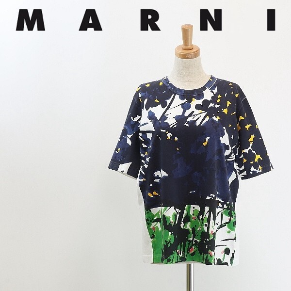 ◆MARNI マルニ バックリボン プリント Tシャツ カットソー 38拍卖