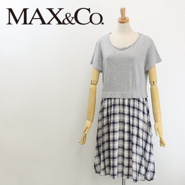 ◆MAX&Co. マックスマーラ チェック柄 切替 ドッキング ワンピース M拍卖