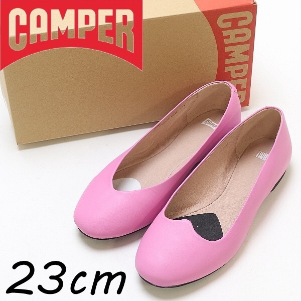 ◆CAMPER カンペール レザー アシンメトリー ラウンドトゥ フラット パンプス ピンク 36拍卖