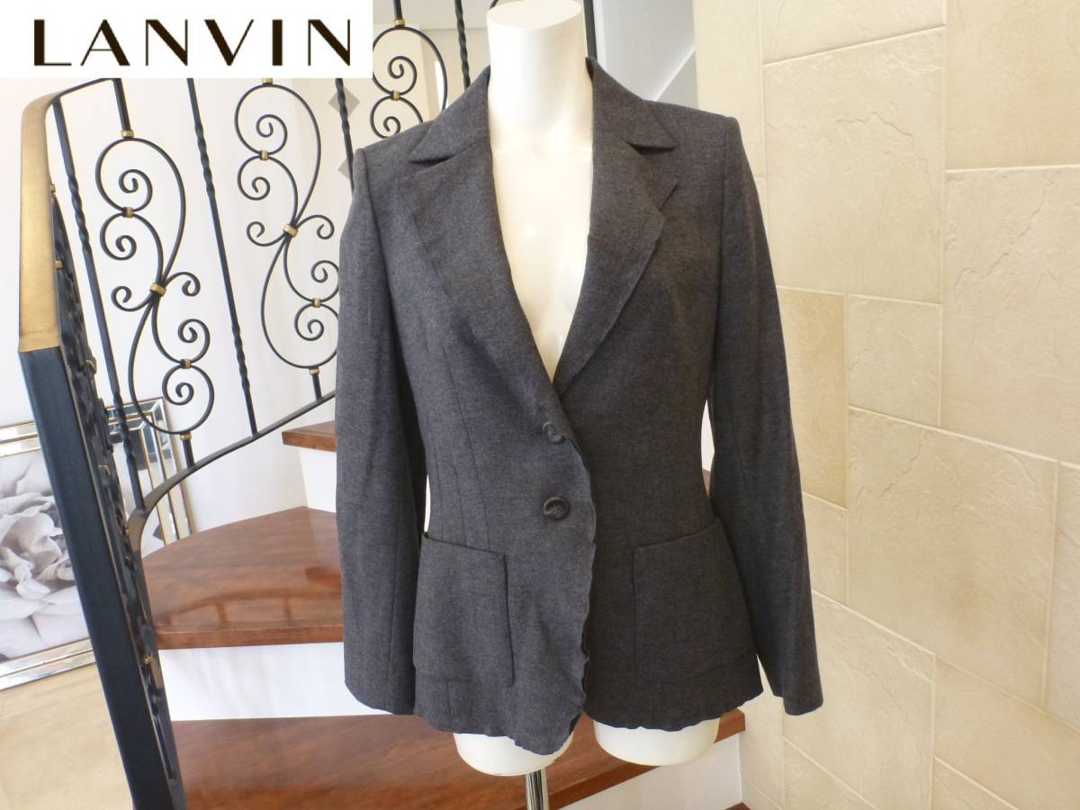 10万 超美品 ランバン(LANVIN) ★グレー デザイン ジャケット 36 M相当拍卖