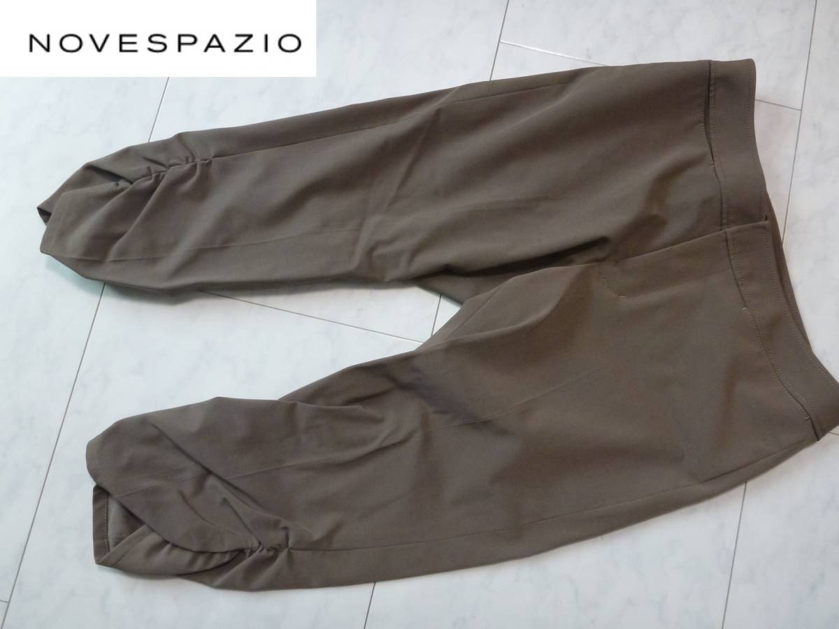 2.5万 超美品 NOVESPAZIO ノーベスパジオ ★カーキブラウン 裾ギャザー クロップドパンツ 38 M相当拍卖