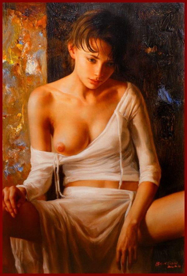 ☆ジークレー画 ベンソン 「うつむく美女」 愁いを含む女の色香       CQ拍卖