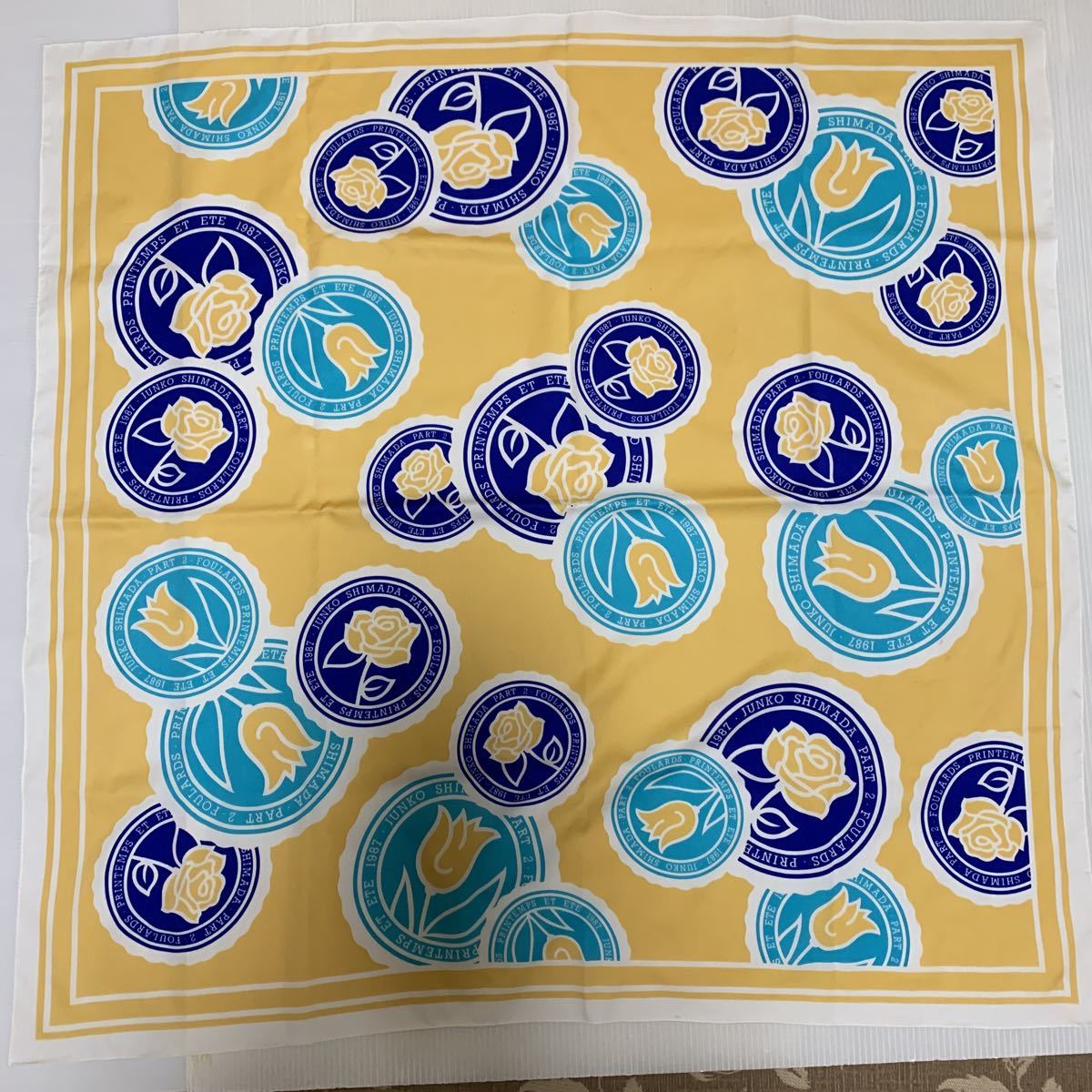 ■JUNKO SHIMADA バラ.チューリップ大判スカーフ82×85拍卖