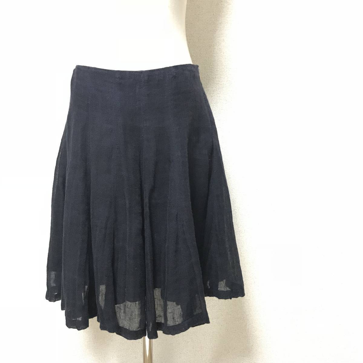 ★ラルフローレン RALPH LAUREN★リネン100% 裏地シルク スカート フレア ひざ丈 無地★size 4★ボトムス 春夏★SSS拍卖