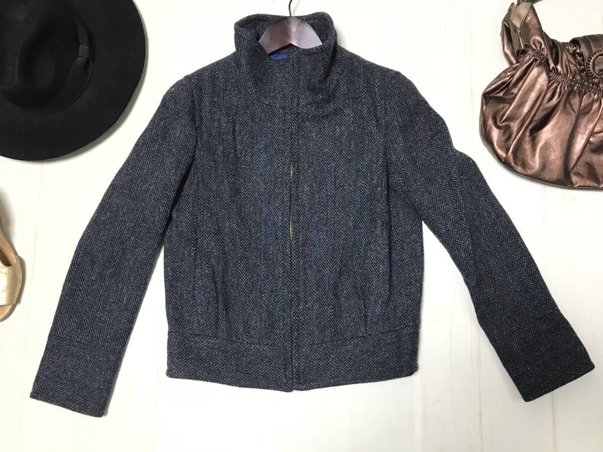 ★美品★トゥモローランド MACPHEE × ハリスツイード★ジップアップ ブルゾン★レディース★ネイビー★size 38★Harris Tweed ジャケット拍卖