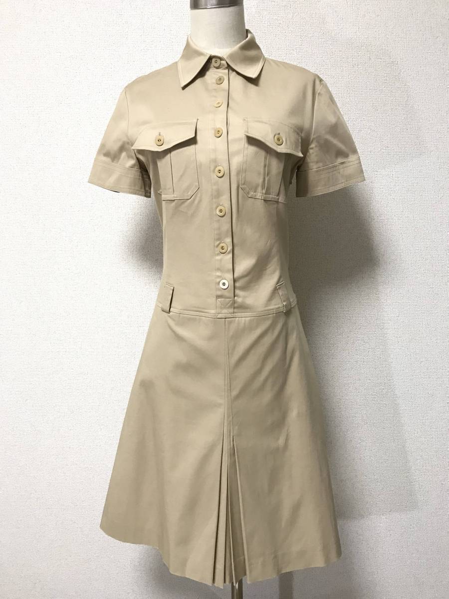 ★MaxMara マックスマーラ★厚手 コットン★半袖 ワンピース★サファリシャツ ワンピ★キャメル★レディースM程度★A/10拍卖