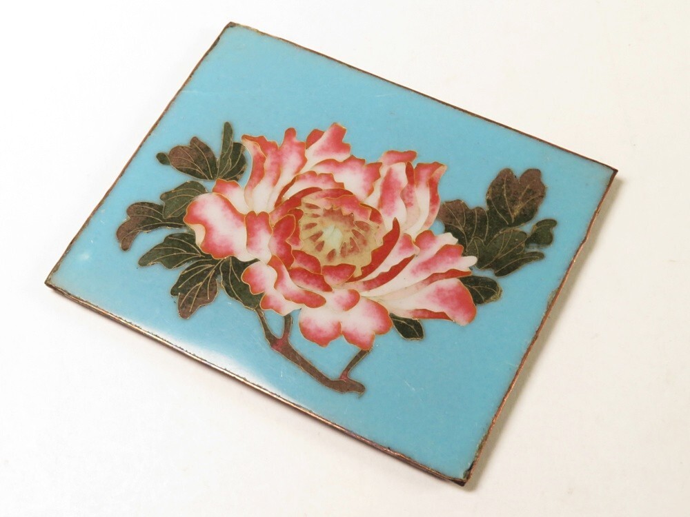 【10109】明治期 七宝焼 華の図 タイル ③(初品・買取品)拍卖