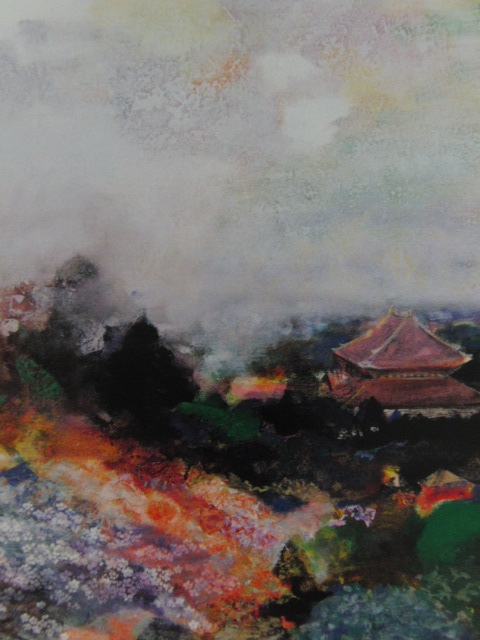 上橋薫、【大佛殿遠望】、希少な大判額装用画集より、美品、日本人画家、新品額装付、送料込み拍卖
