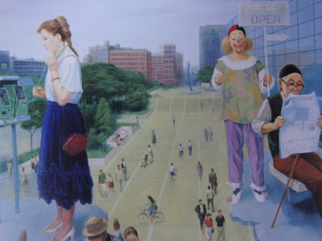 中野淳、【街は土曜日】、希少な大判額装用画集より、美品、日本人画家、新品額装付、送料込み拍卖