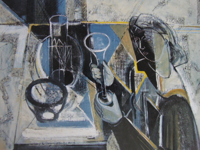 島田章三、【ガラス器と人】、希少な大判額装用画集より、美品、日本人画家、新品額装付、送料込み拍卖