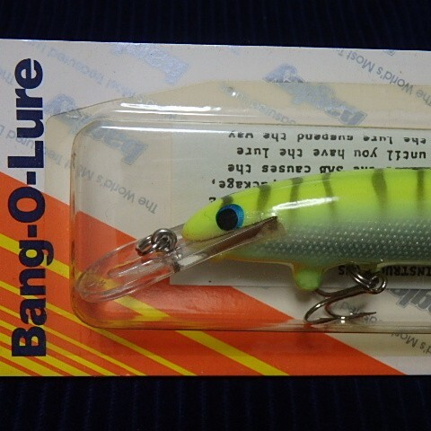 オールド バグリー ダイビング バングオー 5インチ RARE H9S Bagley Suspending Diving Bang O Chartreuse on Silver Foil/Black Stripes!拍卖