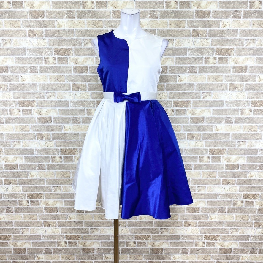 子供ドレス 茉莉花 ワンピース 160 白青 カラードレス 発表会 イベント 中古09594拍卖