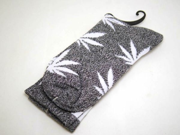 メンズソックス マリファナ柄 25~27cm 白グレー 靴下 ロング DM便発送拍卖