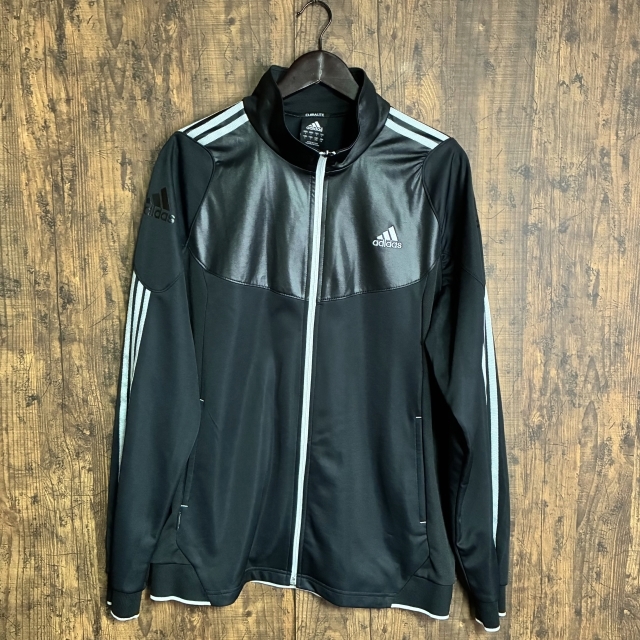 M65◇adidas | アディダス ジャージジャケット ブラック×シルバー メンズ 2XOサイズ 中古品拍卖