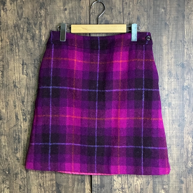 M69◇MACKINTOSH PHILOSOPHY | マッキントッシュフィロソフィー ハリスツイードスカート パープル系 レディース 38サイズ 中古品拍卖