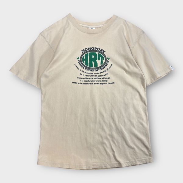 ★HRTロゴプリント★ピスネーム★GEMBOY 半袖Tシャツ sizeM ベージュ系 古着 クリーニング プレス済み sn290拍卖