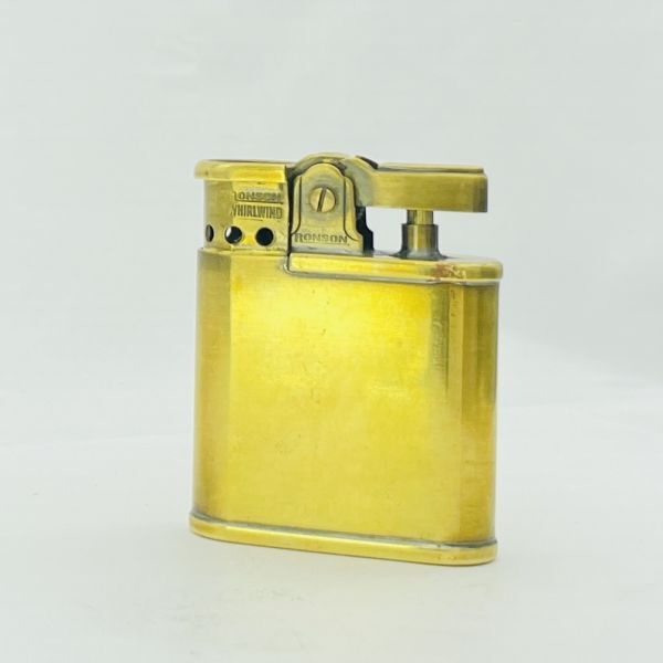 【稀少】RONSON/ロンソン スタンダード WHIRLWIND オイルライター ゴールドカラー 付属品ウィック、フリント付 着火確認済み MR313拍卖