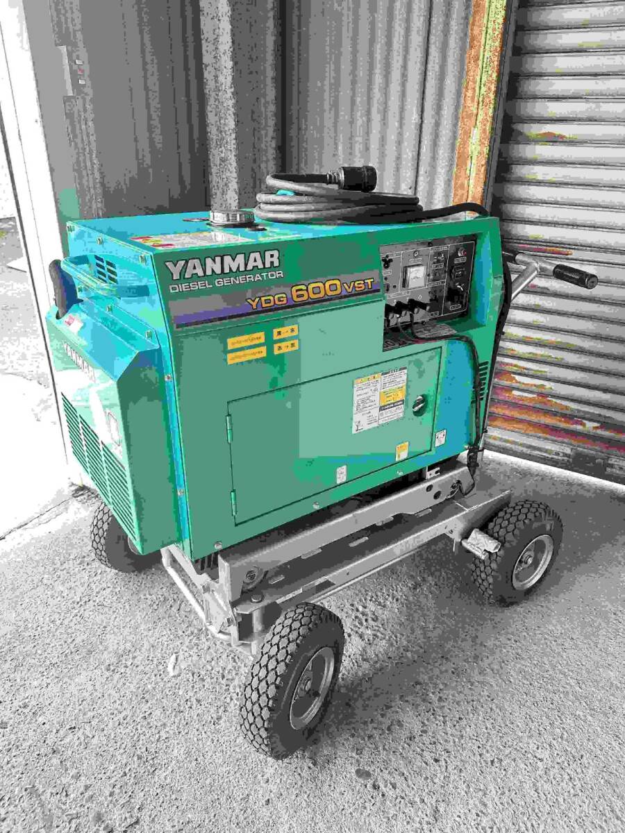 三直〇ヤンマー ディーゼル発電機 防音タイプ YDG600VST-6E アワーメーター59h タイヤ付 良品〇拍卖