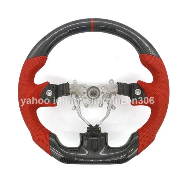 送料無料 リアルカーボン製・パンチングレザー製 スバル GVB GRB インプレッサ WRX STI  ステアリング1個拍卖