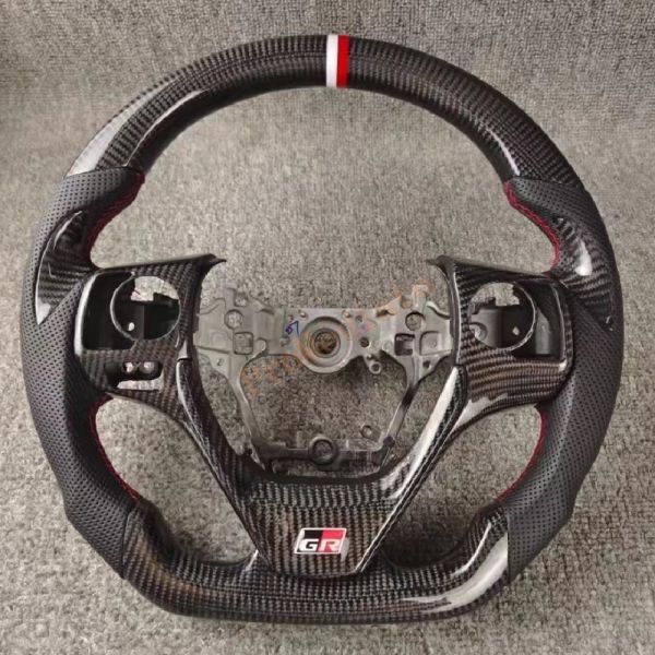 送料無料 リアルカーボン・パンチングレザー製  トヨタ カローラフィールダー DAA-NKE165G  ステアリング1個 スイッチカバー付く拍卖