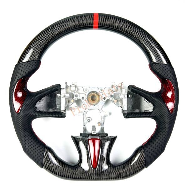 送料無料 リアルカーボン・パンチングレザー製 INFINITI スカイライン HNV37 ZV37 V37 YV37 HV37 ステアリング拍卖