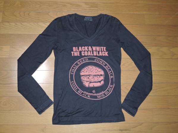 コールブラック COAL BLACK カットソー S 黒 V字 ロンTシャツ /拍卖