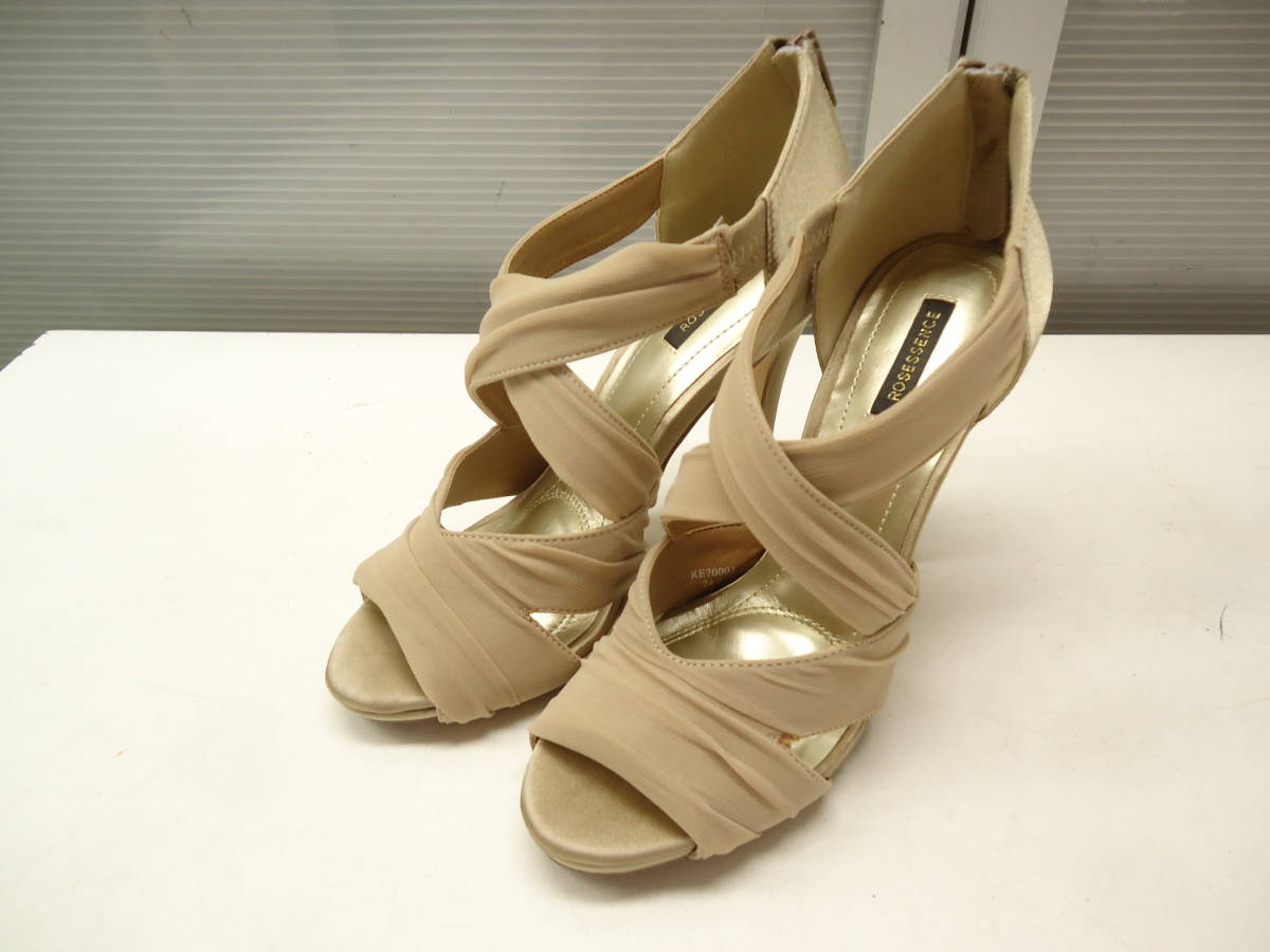 ROSESSENCE/ローズエッセンス■24.0cm■バックジップ サテン サンダル RE70003■BEIGE/ベージュ■#20505MK269_40拍卖