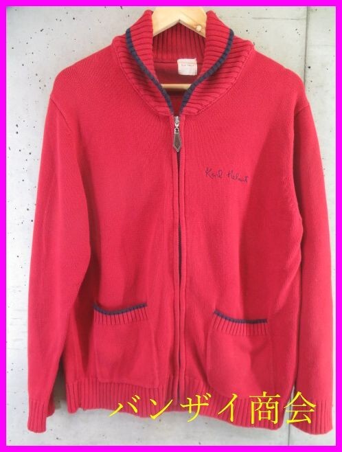9050b14◆良品◆karl Helmut カールヘルム ヘチマ襟 フルジップ コットンニットジャケット M/セーター/ポロシャツ/ジャケット/ピンクハウス拍卖