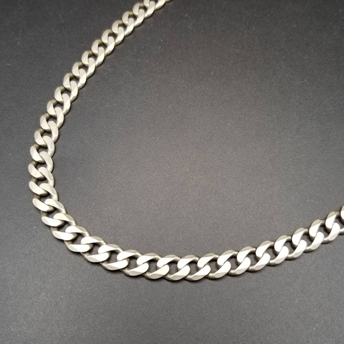 イタリア製 シンプル 喜平チェーン 幅広 925 シルバー ヴィンテージ ネックレス ロング 銀 英国 London Convention マーク Y22-W②拍卖